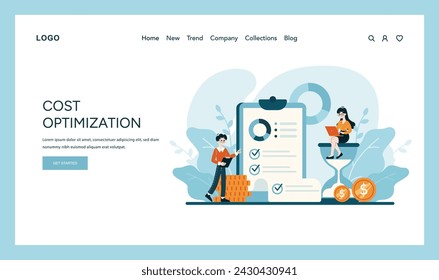 Kostenoptimierungskonzept. Intelligente Finanzplanung und effektives Haushaltsmanagement für Unternehmenswachstum. Fachleute identifizieren Methoden der Kostenoptimierung. Flache Vektordarstellung