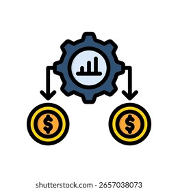 Ícone de otimização de custos Ilustração do vetor de cores lineares