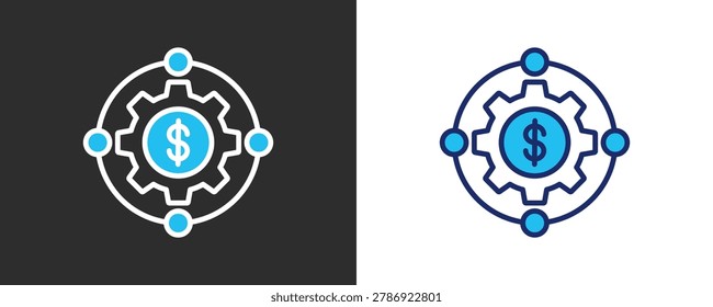 Cost Optimization Icon Set, Colored Outline Vector Illustration