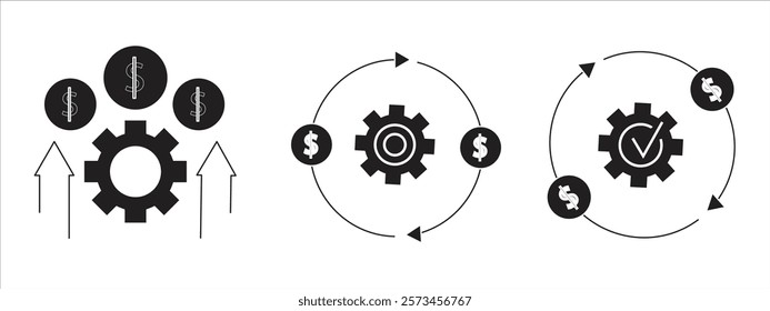 Cost Optimization Icon Set, Dollar symbol image, vector isolated on background.