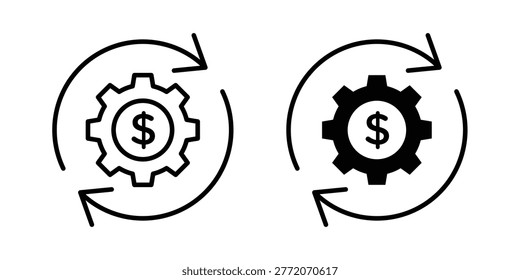 Cost optimization icon symbol. Icon in flat style and line. Black and white