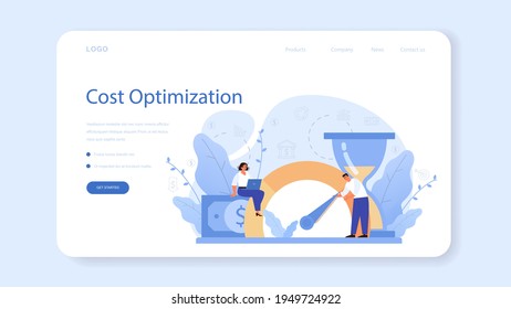Banner web de optimización de costos o página de inicio. Idea financiera