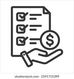 Cost Outline Icon Vector Illustration