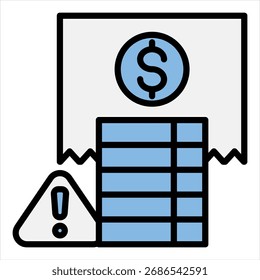 Cost Overrun Blue Black Single Icon Illustration
