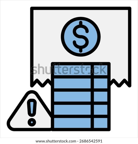 Cost Overrun Blue Black Single Icon Illustration