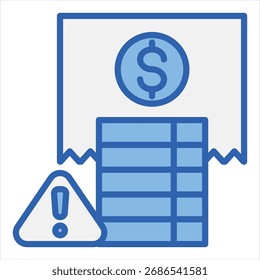 Cost Overrun Blue White Single Icon Illustration