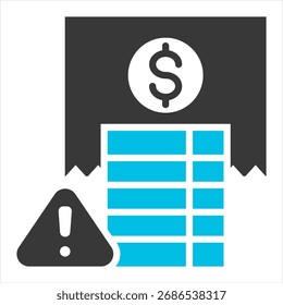 Cost Overrun Glyph Blue Grey Single Icon Illustration