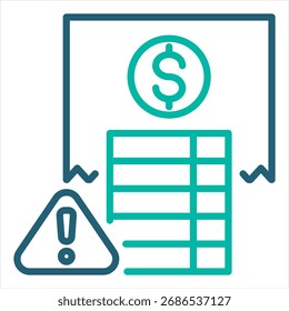 Cost Overrun Outline Single Icon Illustration