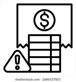 Cost Overrun Outline Single Icon Illustration