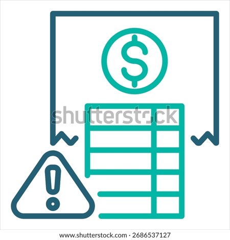 Cost Overrun Outline Single Icon Illustration