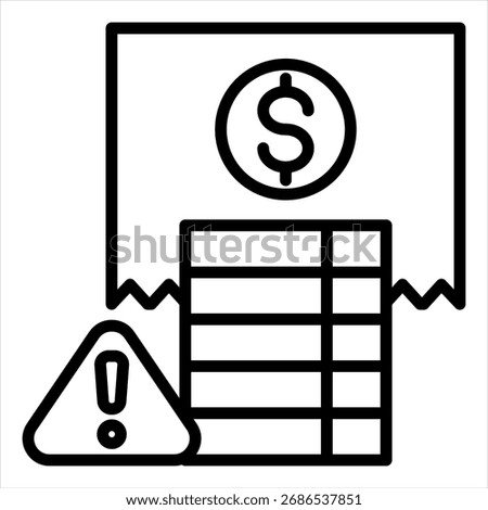 Cost Overrun Outline Single Icon Illustration