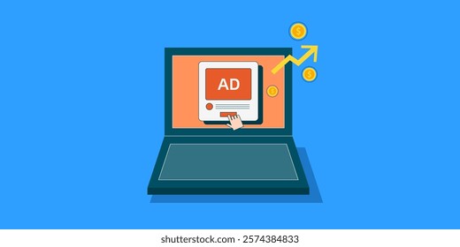 Cost per click, CPC for ad campaign, Digital advertising strategy, Business spending money on digital ads - vector illustration background