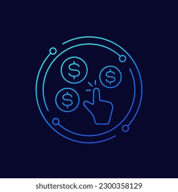 costo por clic, icono CPC, diseño lineal