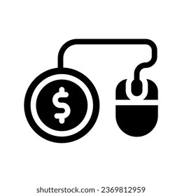 gráfico vectorial de ilustración de icono de glifo de costo por clic. Ilustración de elemento simple gráfico vectorial, adecuado para aplicaciones, sitios web y presentaciones aisladas en fondo blanco