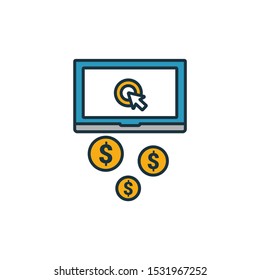 Cost Per Click icon set. Four elements in diferent styles from content icons collection. Creative cost per click icons filled, outline, colored and flat symbols.