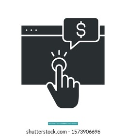 Cost per click icon vector illustration logo template for many purpose. Isolated on white background.