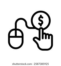 cost per click line icon illustration vector graphic. Simple element illustration vector graphic, suitable for app, websites, and presentations isolated on white background