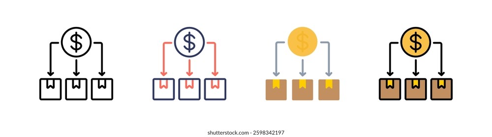Cost Per Unit Multistyle Icon Set Vector