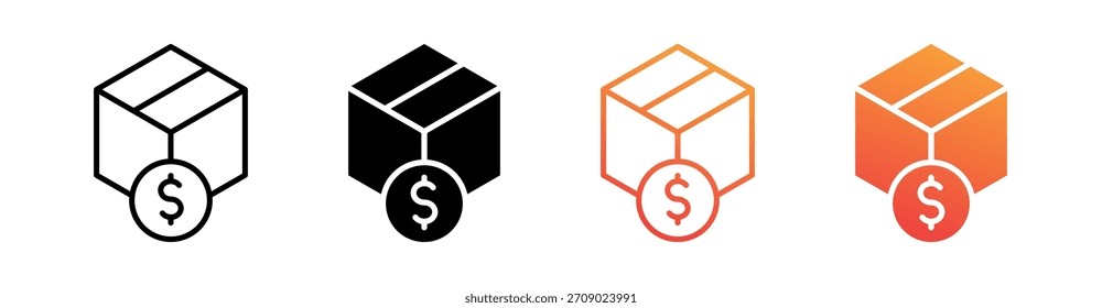 Vector de conjunto de iconos de estilo múltiple de Producto de costos