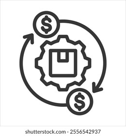 Cost Production Outline Icon Vector Illustration
