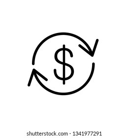 Cost Recovery Line Icon. Money Clipart Isolated On White Background