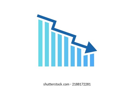 Cost reduce icon. Arrow down, graph analysis. Vector illustration, Simple symbol business isolated