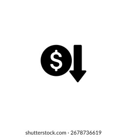 Projeto de vetor plano de ícone de redução de custos.