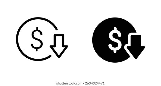 cost reduce icon vector on white background