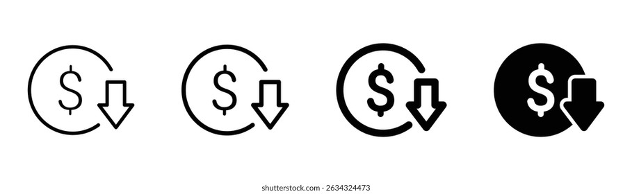 Kosten reduzieren Icon Vektor auf weißem Hintergrund