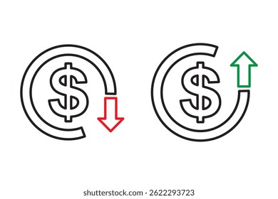 Costo reduce el Vector del icono. Costo reduce el icono del signo para el Sitio web. 