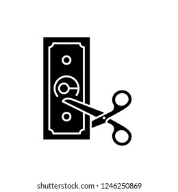 Cost reduction black icon, vector sign on isolated background. Cost reduction concept symbol, illustration 