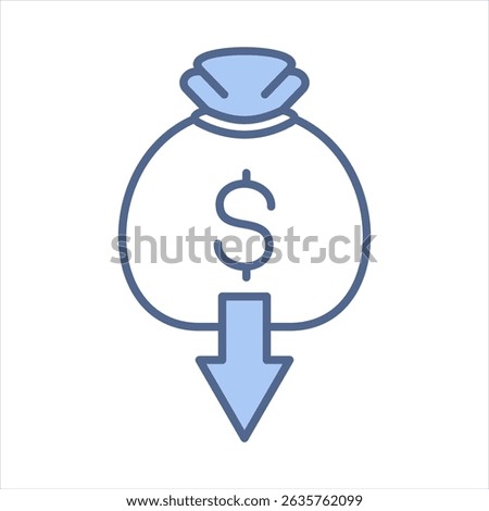 Cost Reduction Blue Icon Vector Illustration
