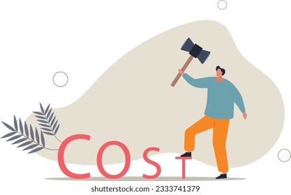 Cost reduction, business and company to keep cost low, cut spending or expense deduction in budget plan concept.flat vector illustration.