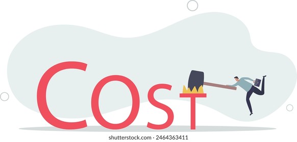 Cost reduction, business and company to keep cost low, cut spending or expense deduction in budget plan.flat vector illustration.
