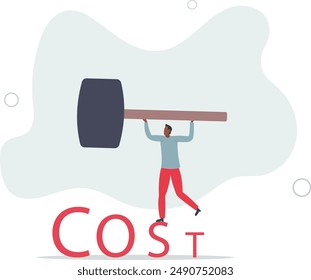Cost reduction, business and company to keep cost low, cut spending or expense deduction in budget plan concept.flat design.illustration with people.