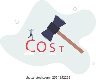 Cost reduction, business and company to keep cost low, cut spending or expense deduction in budget plan concept.flat characters.