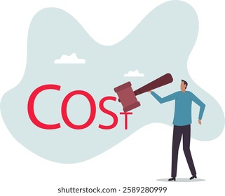 Cost reduction, business and company to keep cost low, cut spending or expense deduction in budget plan.business concept.flat character.