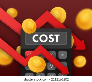 Cost reduction. Chart concept. Business vector icon. Flat design. Business graph