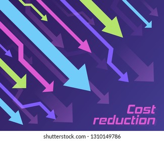 Cost reduction concept. Business lost crisis decrease. Stock financial trade market diagram. Sales conversion idea thin line illustration.