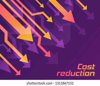 Cost reduction concept. Business lost crisis decrease. Stock financial trade market diagram. Sales conversion idea thin line illustration.