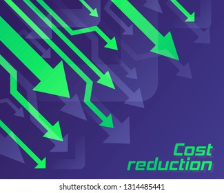 Cost reduction concept. Business lost crisis decrease. Stock financial trade market diagram. Sales conversion idea thin line illustration.