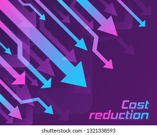 Cost reduction concept. Business lost crisis decrease. Stock financial trade market diagram. Sales conversion idea thin line illustration.