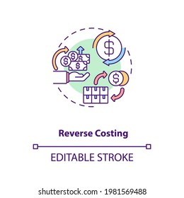 Cost reduction concept icon. Cost reduction strategies idea thin line illustration. Business process optimization. Profit increase. Vector isolated outline RGB color drawing. Editable stroke