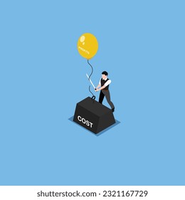 Cost reduction, cut expense to increase profit 3d vector illustration concept for banner, website, illustration, landing page, flyer, etc