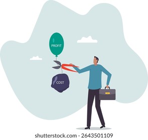 Cost reduction, cut expense to increase profit, improve business profitability by reduce spending, decrease investment fees,character for design.