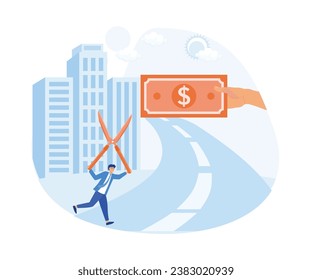 cost reduction or cutting budget finance concept with scissors and people cut money with modern flat style. flat vector modern illustration