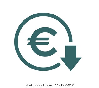 Cost Reduction- Decrease Icon. Vector Symbol Image Isolated On Background .