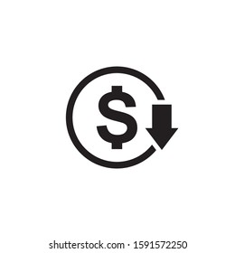 Cost reduction dollar down icon symbol vector illustration