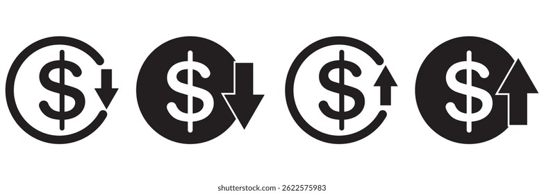 cost reduction dollar  icon vector. Reduce costs sign and symbol vector design design eps 10 