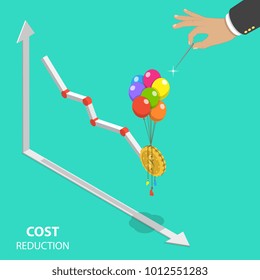 Cost Reduction Flat Isometric Vector Concept.